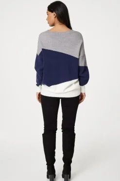 Colour Block Relaxed Knit Sweater