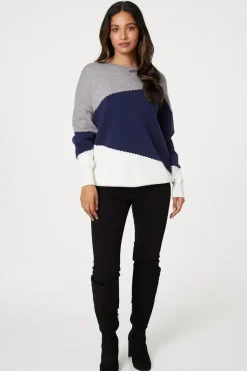 Colour Block Relaxed Knit Sweater
