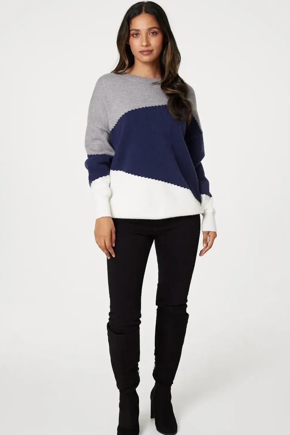 Colour Block Relaxed Knit Sweater