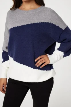 Colour Block Relaxed Knit Sweater