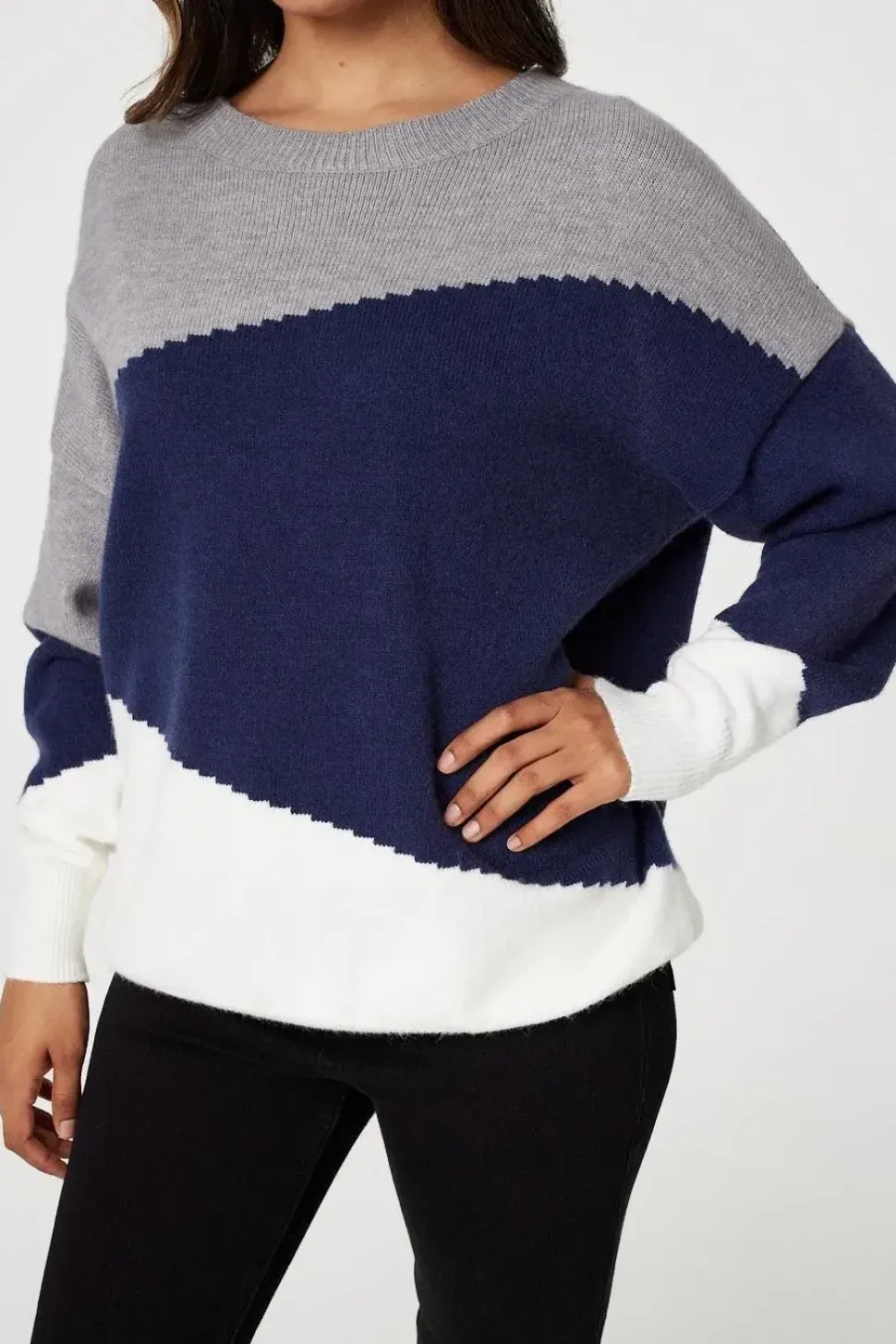 Colour Block Relaxed Knit Sweater