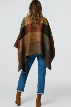Colour Block 3/4 Sleeve Relaxed Poncho