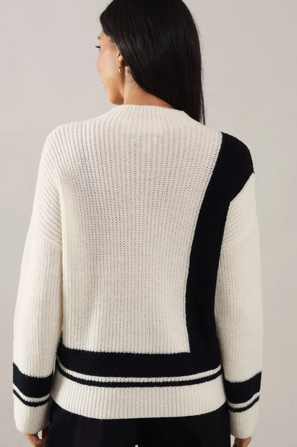 Colourblock Stripe Detail High Neck Jumper