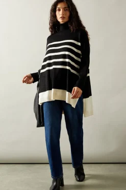 Colour Block Striped Poncho