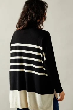 Colour Block Striped Poncho