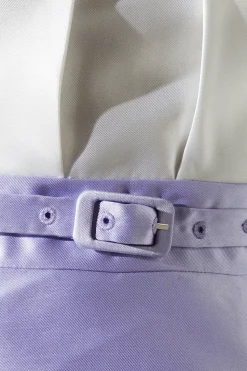Colour Block Twill Belted Dress