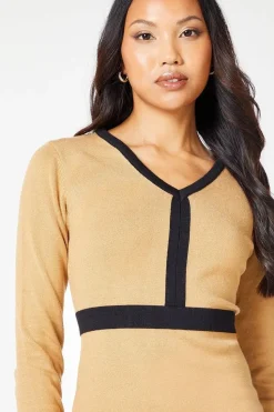 Colourblock V Neck Mini Dress