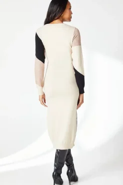 Colourblock Wave Knitted Midi Dress
