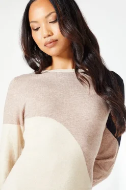 Colourblock Wave Knitted Midi Dress