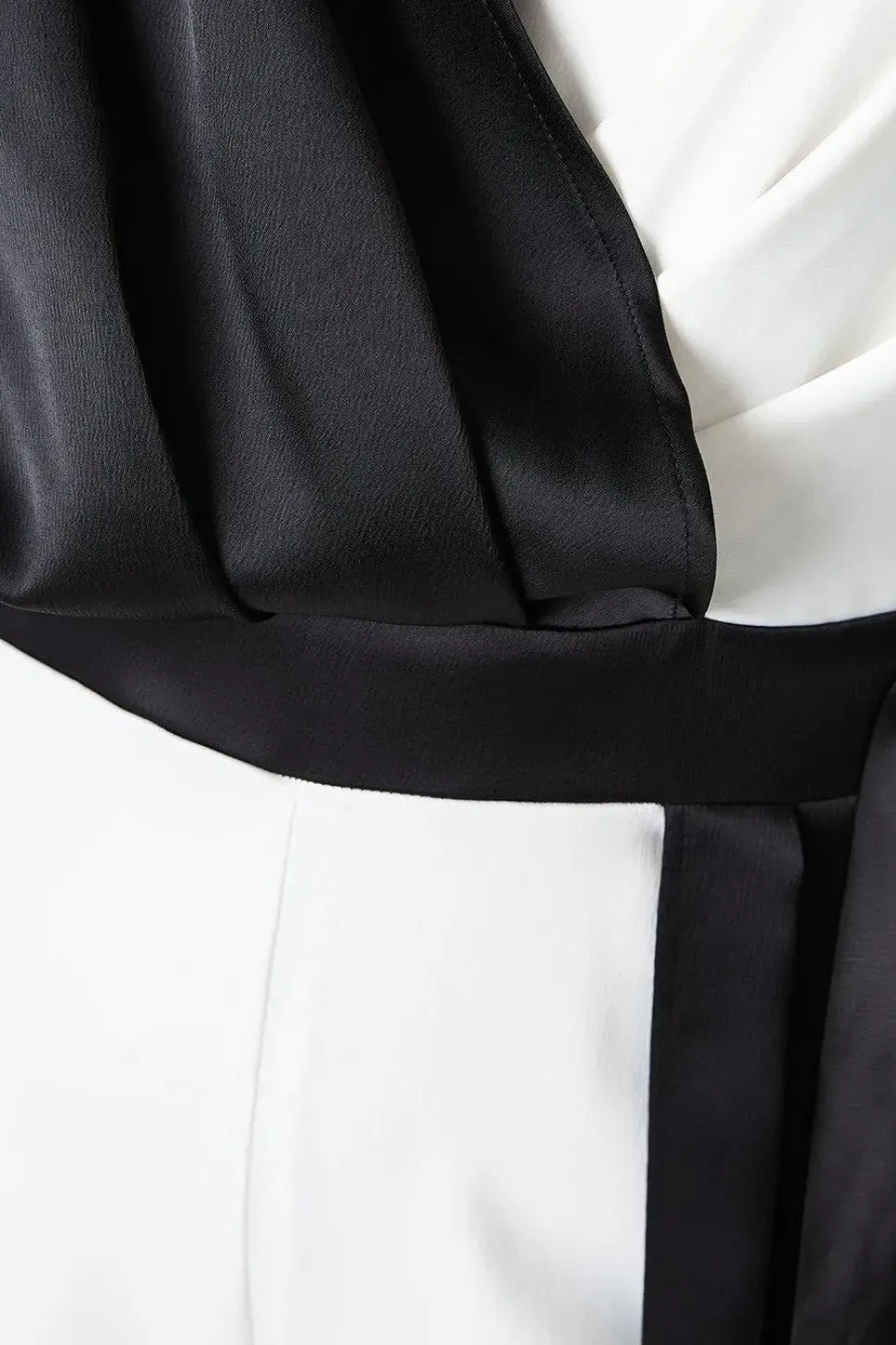Colour Block Wrap Waist Satin Jumpsuit