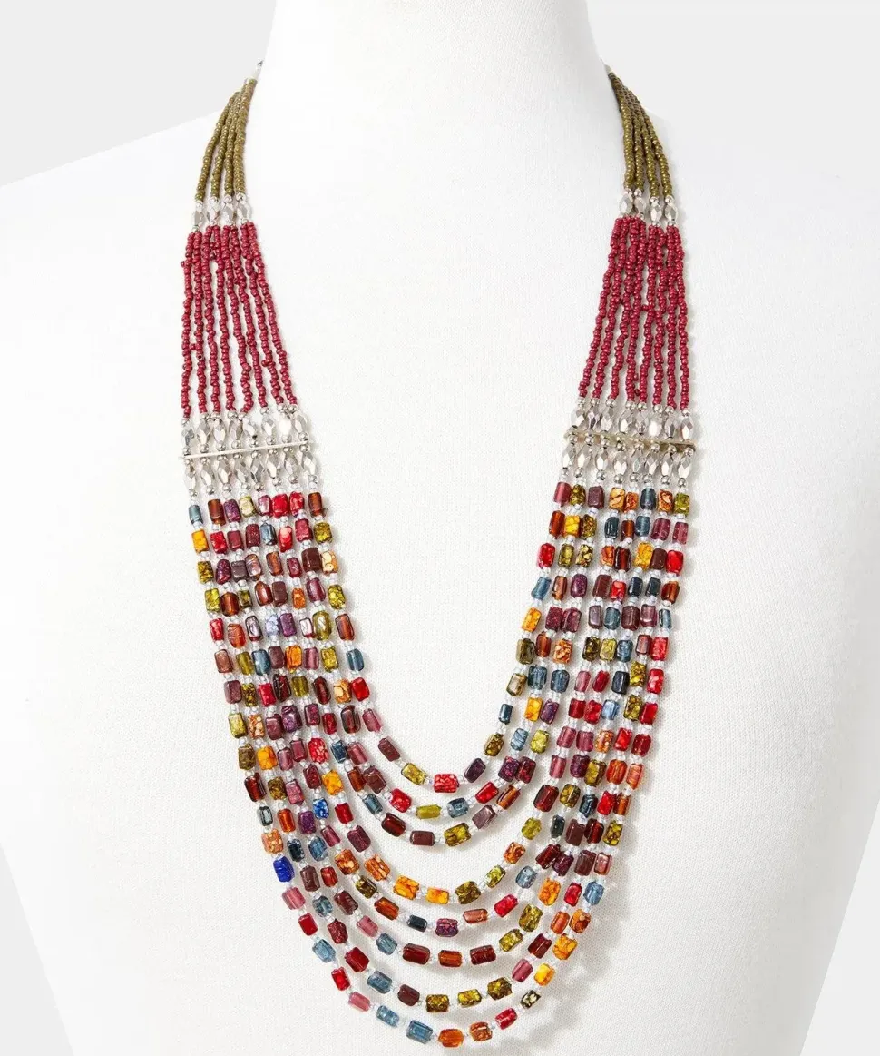 Colourful Beaded Layered Boho Necklace