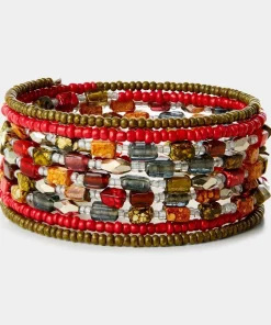 Colourful Beaded Layered Cuff Bracelet