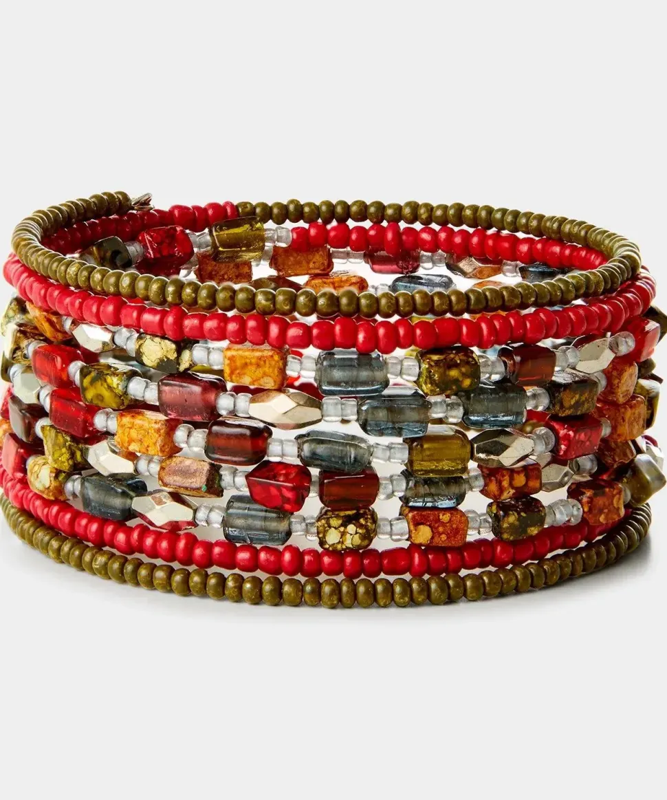Colourful Beaded Layered Cuff Bracelet