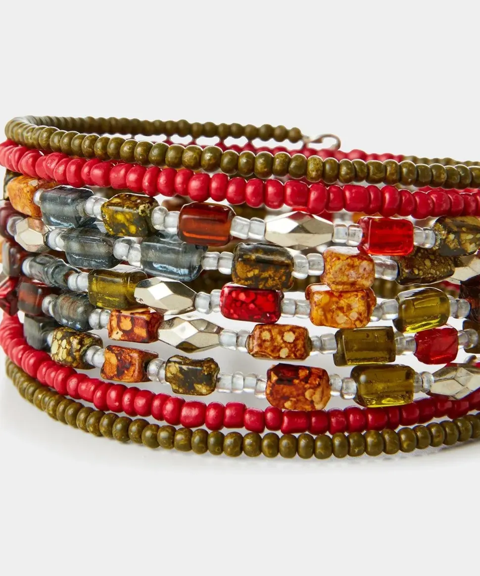 Colourful Beaded Layered Cuff Bracelet