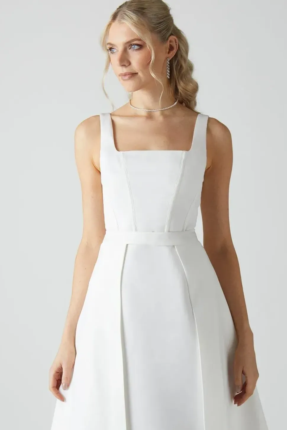 Column Satin Bridal Dress With Removable Belt Train