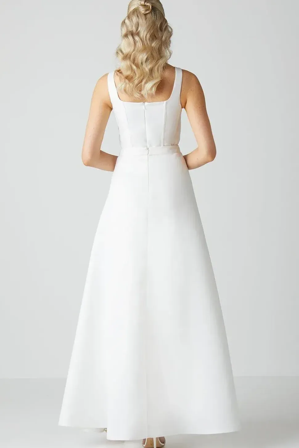Column Satin Bridal Dress With Removable Belt Train