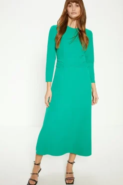 Compact Crepe Cross Front Midi Dress