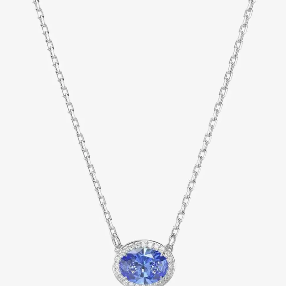 Constella Blue Oval Cut Rhodium Plated Necklace 5671809