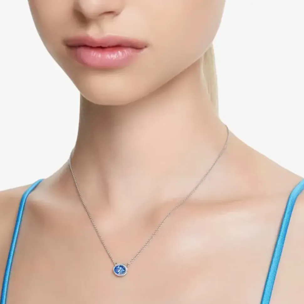 Constella Blue Oval Cut Rhodium Plated Necklace 5671809