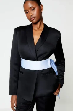 Contrast Belt Bow Back Blazer