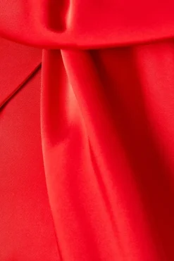 Contrast Bow Satin One Shoulder Maxi Dress