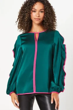 Contrast Cold Shoulder Blouse