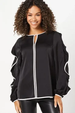 Contrast Cold Shoulder Blouse