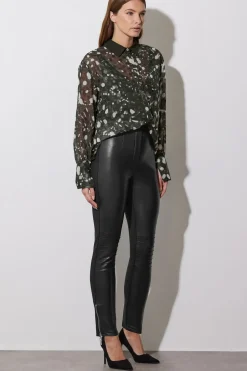 Contrast Collar Polka Dot Print Shirt