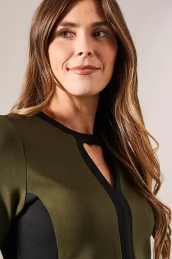 Contrast Detail Ponte Keyhole Dress