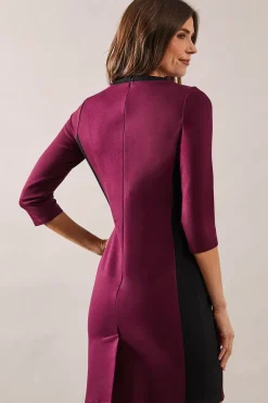 Contrast Detail Ponte Keyhole Dress