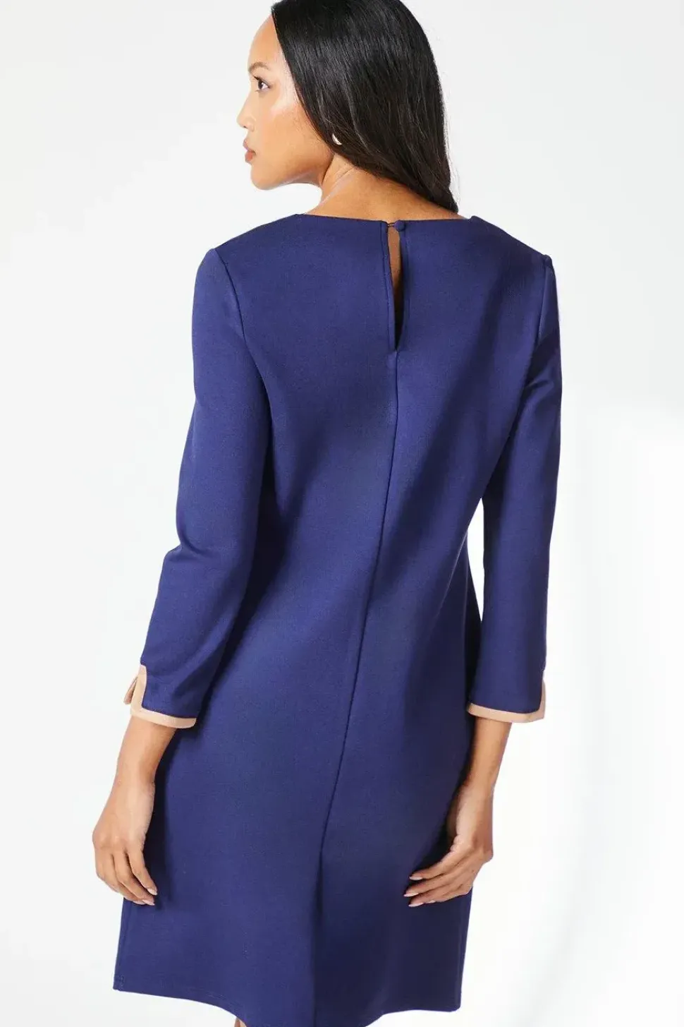 Contrast Detail Ponte Shift Dress