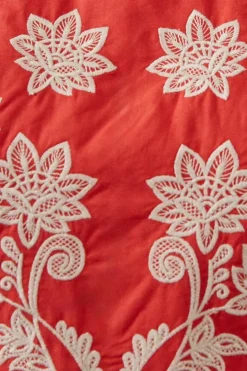 Contrast Embroidery Floral Mini Tunic Dress