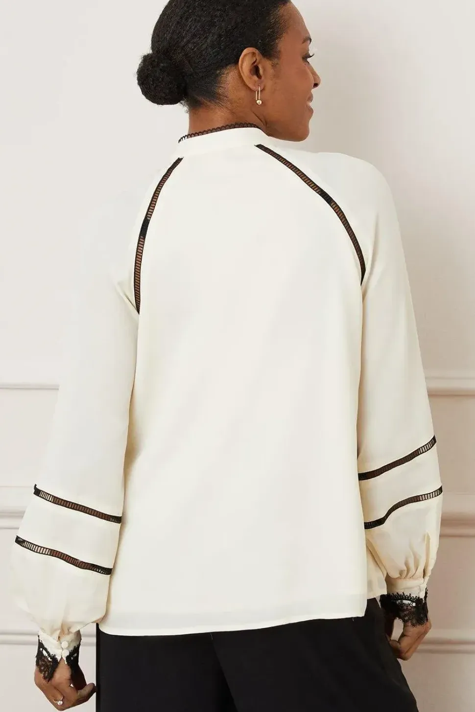 Contrast Ladder Trim Blouse