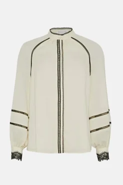 Contrast Ladder Trim Blouse