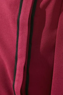 Contrast Piping Tie Waist Shirt Dress