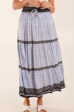 Contrast Printed Tiered Skirt