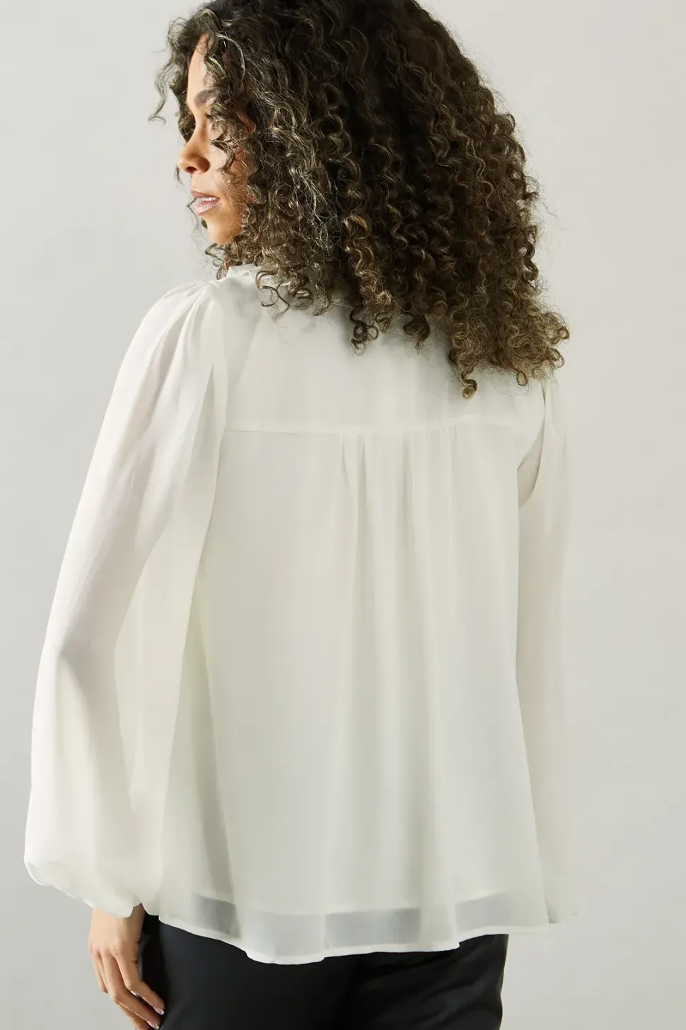 Contrast Satin Trim Georgette Blouse