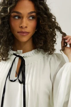 Contrast Satin Trim Georgette Blouse