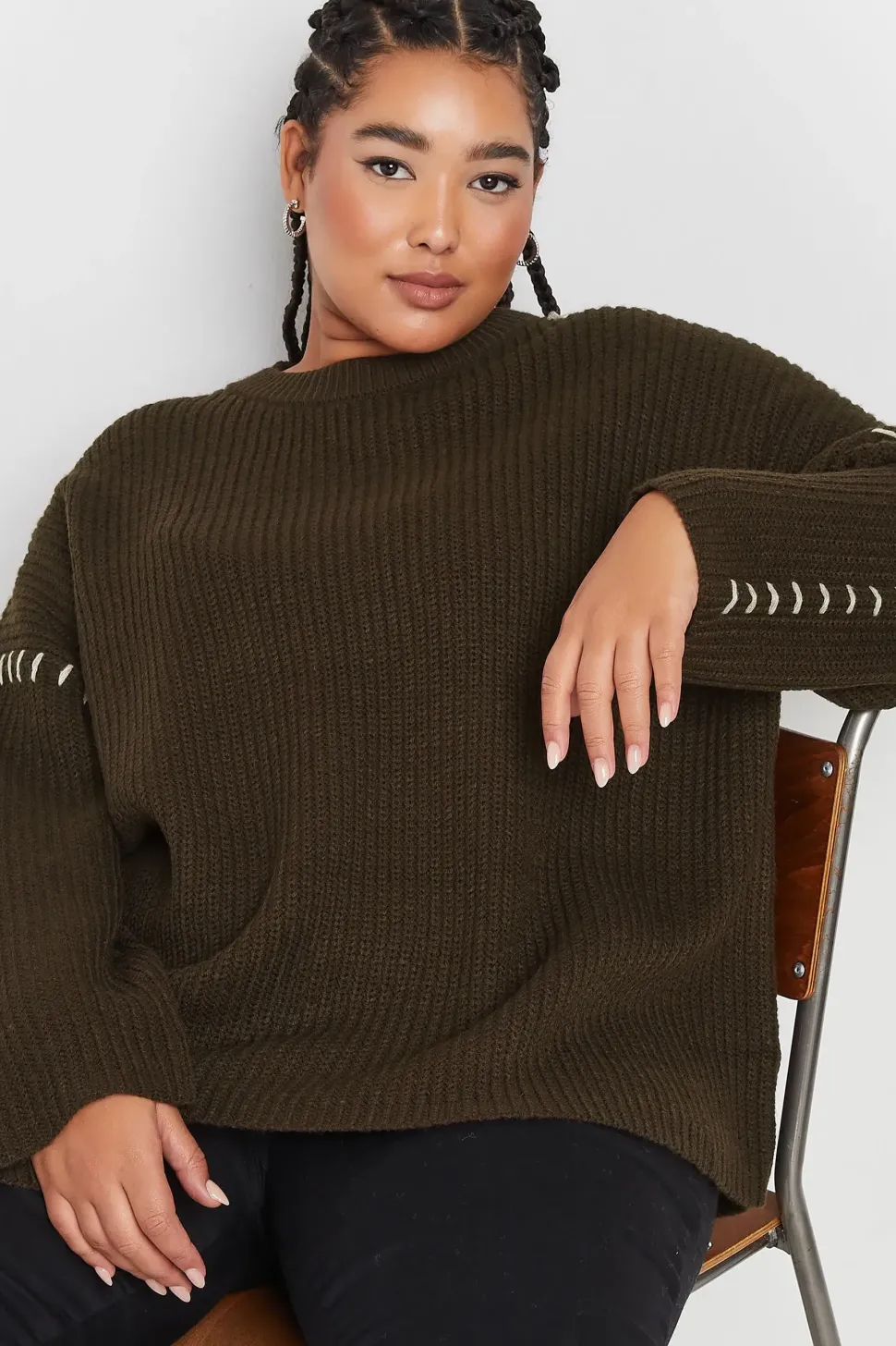 Contrast Stitch Knitted Jumper