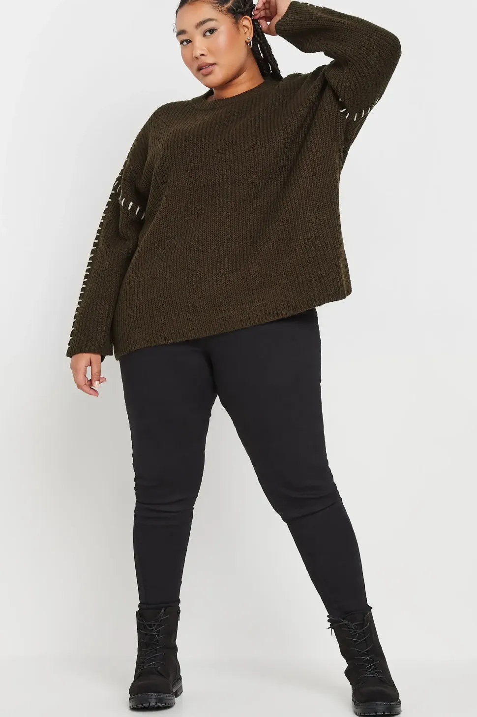 Contrast Stitch Knitted Jumper