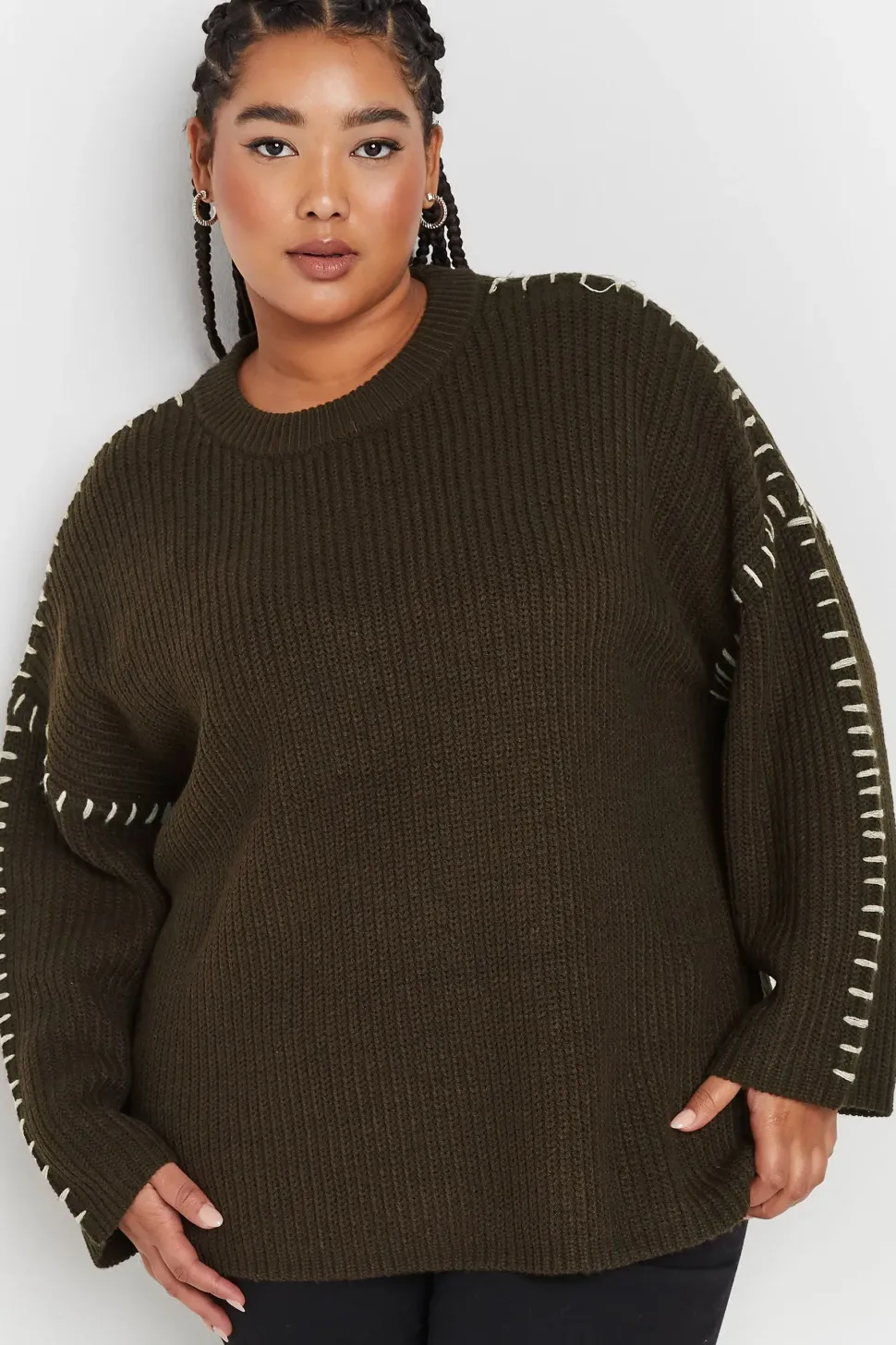 Contrast Stitch Knitted Jumper