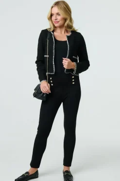 Contrast Stitch Trim Cropped Jacket
