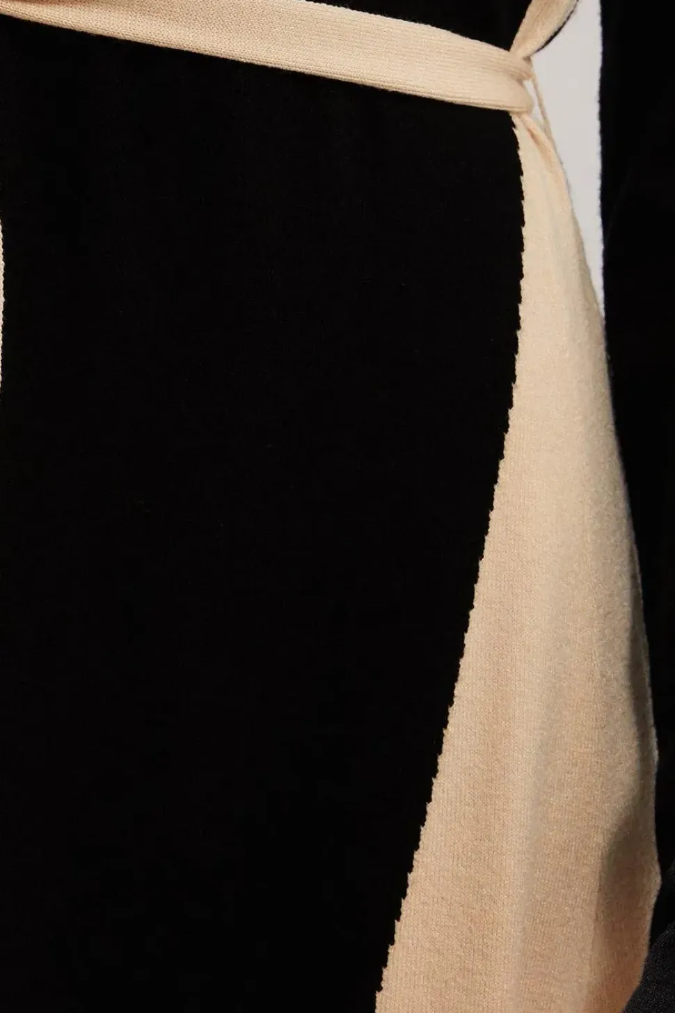 Contrast Tie Waist Knitted Midi Dress