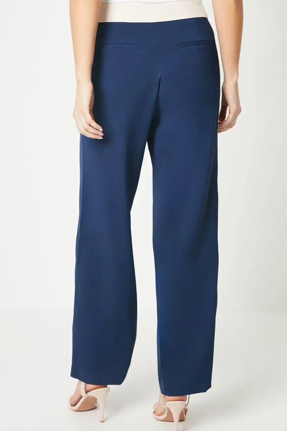 Contrast Waistband Wide Leg Trouser