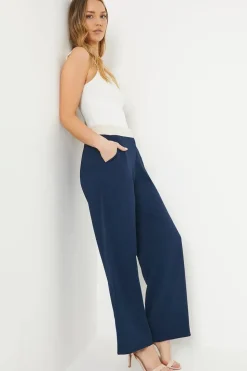 Contrast Waistband Wide Leg Trouser