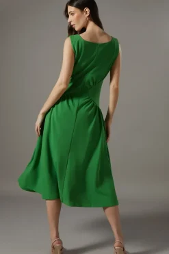 Contrast Waist Midi Dress