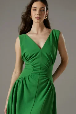 Contrast Waist Midi Dress