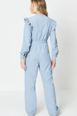 Cord Frill Drawstring Waist Jumpsuit