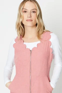 Cord Scallop Edge Zip Font Dungaree