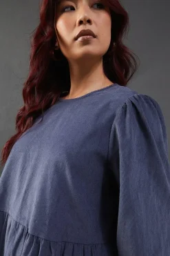 Cord Tie Back Smock Midi Dress